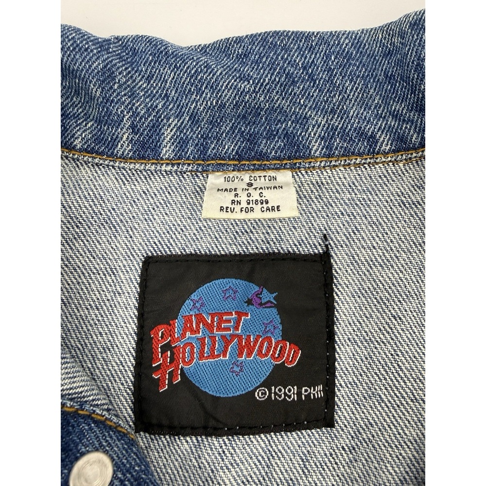 Planet Hollywood Aspen Denim Jean Jacket Unisex Small Vintage 1991 No Fading - Picture 5 of 10